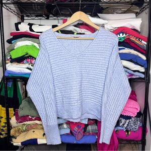Sincerely Jules Baby Blue Vneck Knitted Long Sleeve Sweater Sz L